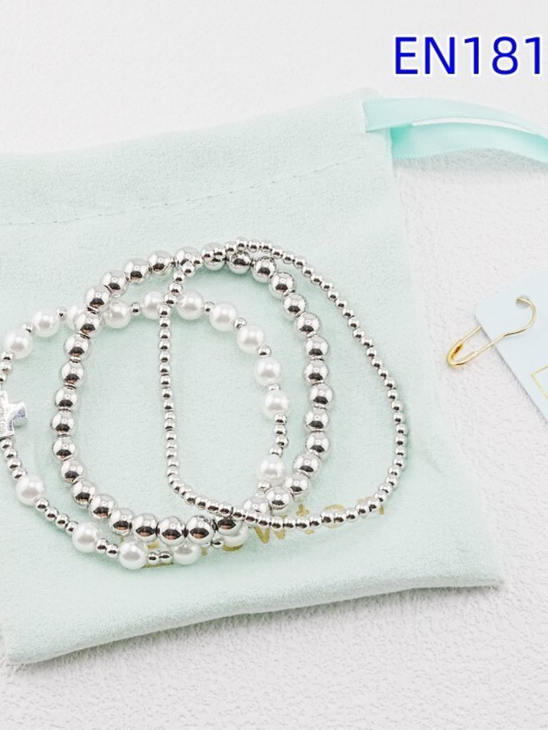 Enewton White Gold Beaded Bracelet Set 75$